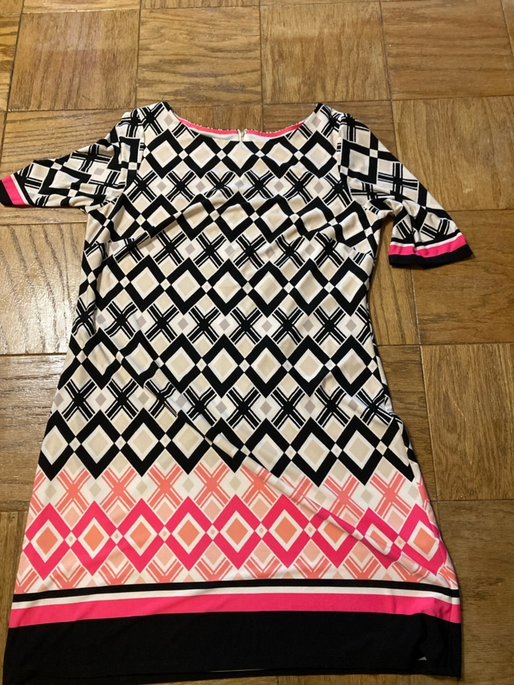 Eliza J Black, White & Pink Striped Shift Dress
